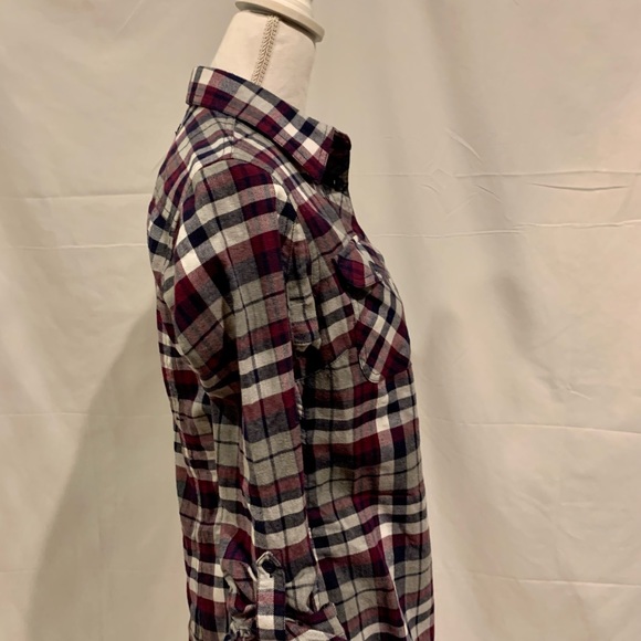 Duluth Flannel Shirt Navy and Maroon/Purple Plaid - Picture 3 of 10